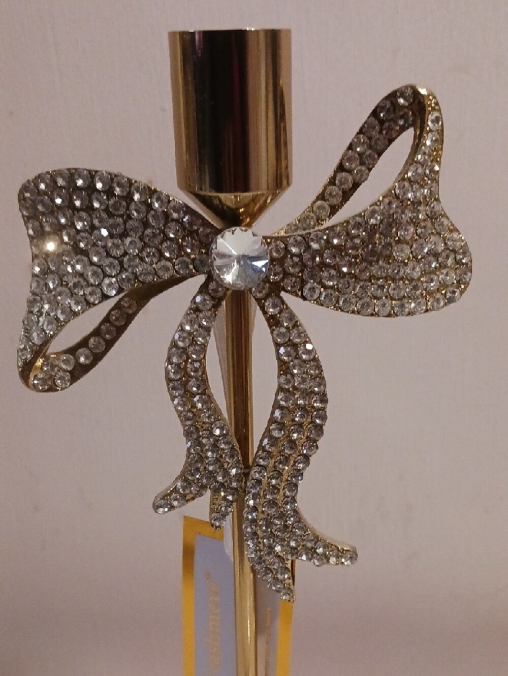 Gorgeous cupcakes & cashmere Gold Candle Holder with Rhinestone Bow Accent🎀⚜️🎀